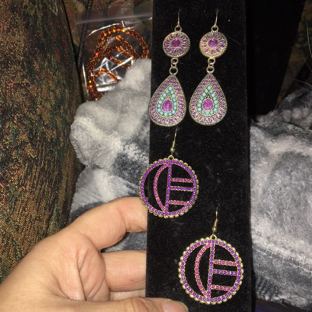 2 Pairs Of Intricate Boho Statement Earrings - image 1